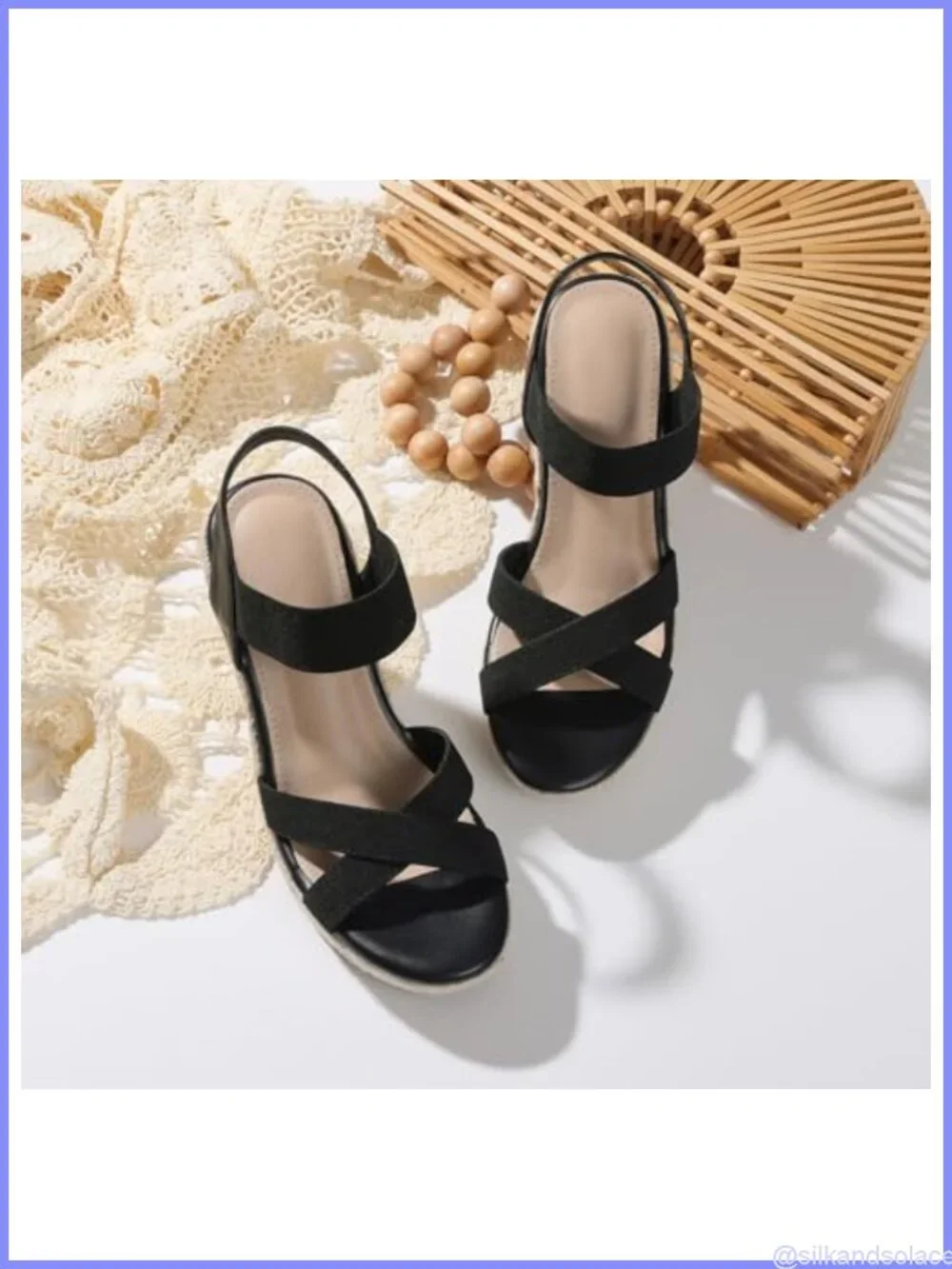 Espadrille Wedge Sandals Women Open Toe Platform Heels PU Leather Non-Slip